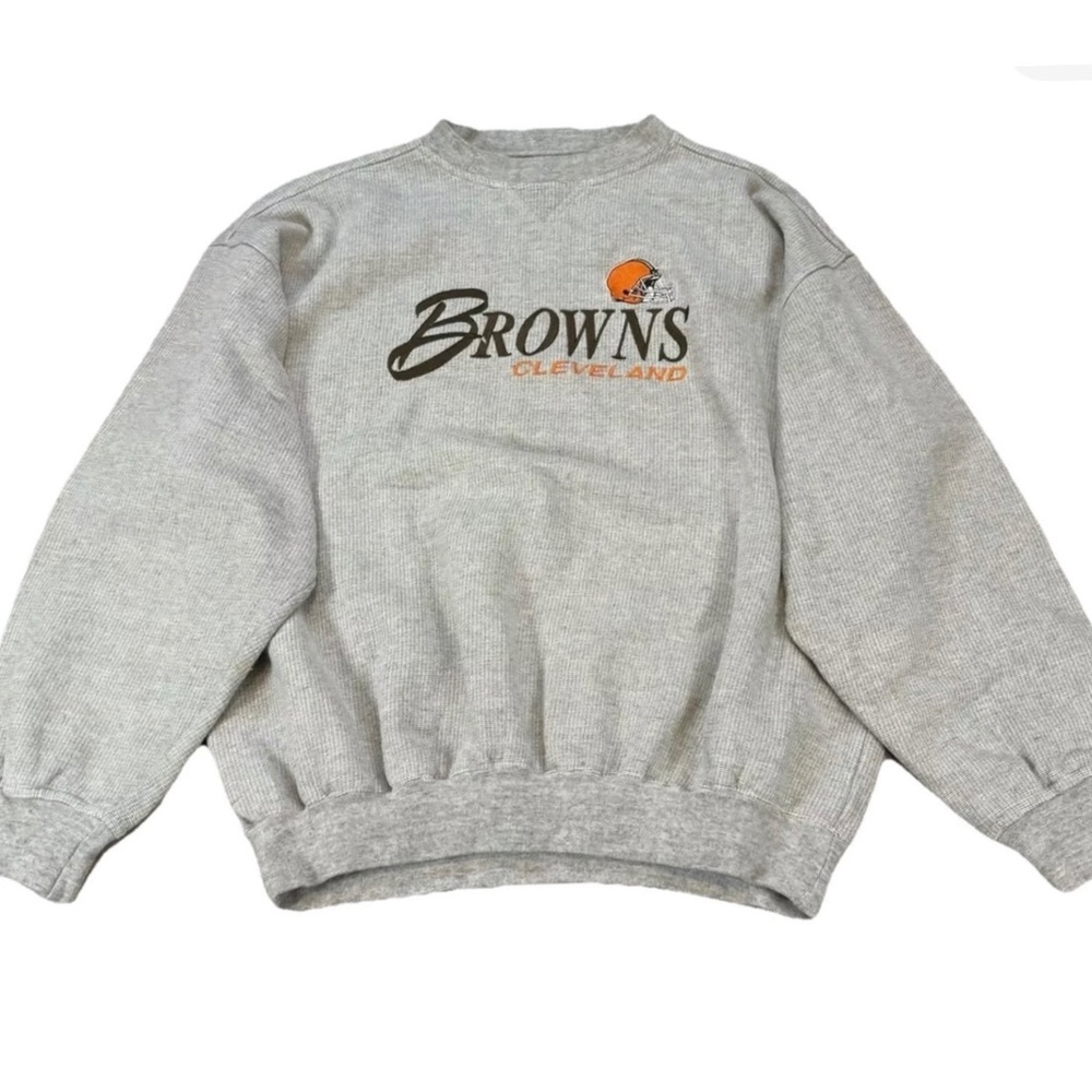 Vintage Y2K NFL Logo Athletic Gray Cleveland Browns Crewneck Sweater